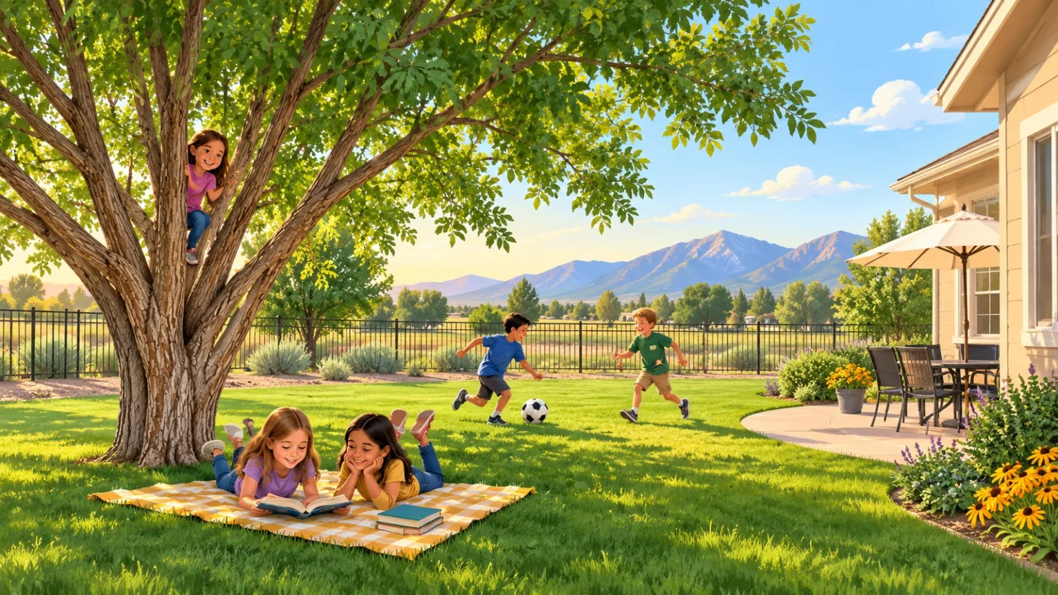 School-age children playing outdoors